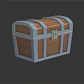 3D Rendered Wooden Treasure Chest With Blue Metal Straps And Lock