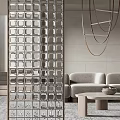 Modern partition glass brick 3d model