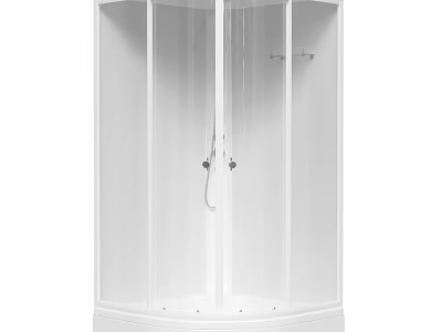 Modern White Shower Sauna Interior Design With Transparent Glass And Shower Head 3d model