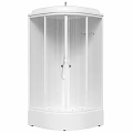 Modern White Shower Sauna Interior Design With Transparent Glass And Shower Head