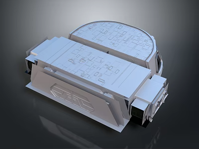 Gray 3D Mechanical Component Model Featuring Structural Lines and Equipment Casing Design 3d model