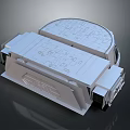 Gray 3D Mechanical Component Model Featuring Structural Lines and Equipment Casing Design