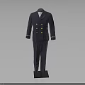 Elegant Navy Blue Double Breasted Formal Suit Set With White Cuffed Trim