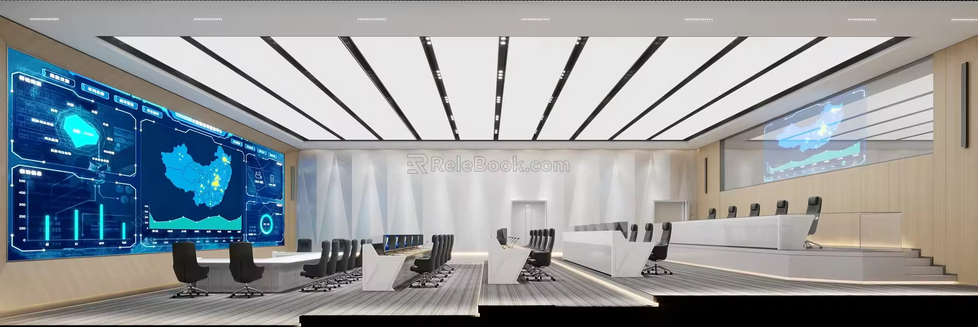 modern monitoring room monitoring center 3d model
