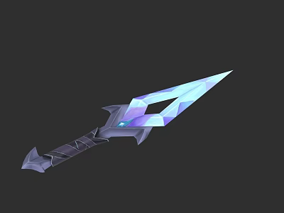 Fantasy Crystal Weapon With Glowing Blue Purple Sharp Blade And Geometric Design 3d model