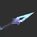 Fantasy Crystal Weapon With Glowing Blue Purple Sharp Blade And Geometric Design