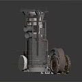 Rocket Launch Vehicle With Engine Components And Satellite Parts