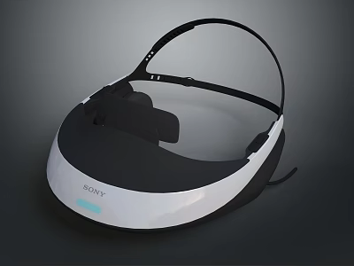 Sony VR Headset with White Black Design and Adjustable Headband for Immersive Experience 3d model