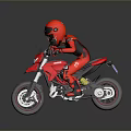 Red Dirt Bike With Rider Wearing Red Helmet And Racing Suit