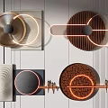 Modern Wall Decor With Geometric Shapes Textured Panels And Neon Light Accents