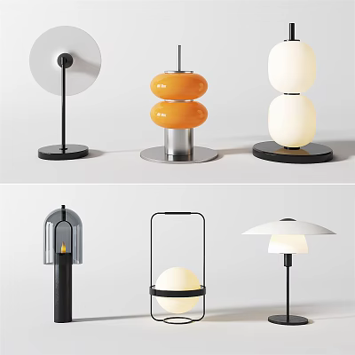 Modern Table Lamps Design With Unique Shapes Metal Bases And Glass Elements 3d model