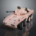 Pink Six Wheeled Armored Utility Vehicle With Machine Gun And Sensors