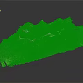 3D Terrain Landscape Model With Green Vegetation And White Pathways
