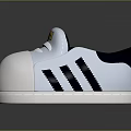 White Slip On Casual Shoes With Black Stripes And Yellow Star Label On Tongue