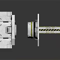 Industrial Style Metal Mechanical Component With Circular Vent Opening And Yellow Safety Railings