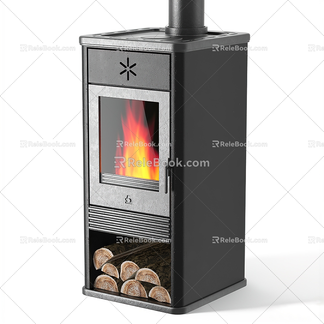 Modern Square Fireplace 3d model