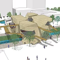 Modern Museum Building With Geometric Design Natural Wood Facade And Green Surroundings