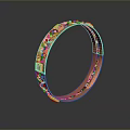 Exquisite Golden Bracelet With Intricate Carved Patterns And Square Gemstone