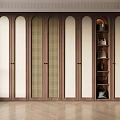 Modern Wooden Wardrobe Featuring Lattice Doors And Open Shelves For Bedroom Storage And Decorative