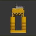 Yellow Industrial Equipment Platform with Cylindrical Structures Top Equipment and Ladder