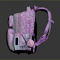 Pink Backpack With Horse Pattern Rock N Roll Text And Pom Pom For Daily Use