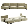 Modern Beige Velvet Sectional Sofa With Modular Structure And Metal Legs