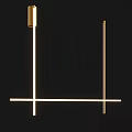 Modern Linear Chandelier With Crossed Gold Metal Rods And Minimalist Design