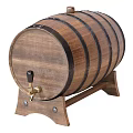 Classic Wooden Household Barrel With Metal Hoops And Durable Wooden Stand
