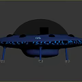 Alien Silhouette Inside Blue Glowing UFO With Circular Lights And Metallic Structure 3d model