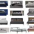 Various Double Bed Designs With Modern Headboards And Different Bed Frames 3d model