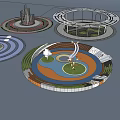 Four Circular Park Landscape Designs With Multiple Layouts Green Spaces And Pathways 3d model