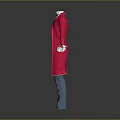 Fashionable Daily Clothing Set With Red Long Coat Black Vest White Shirt And Blue Pants
