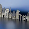 Ancient Architecture Complex Featuring Stone Towers Pointed Spires And Historic Structures