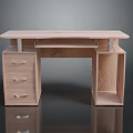 Modern Wooden Desk With Drawers And Open Shelf For Home Office