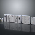 Industrial Electrical Equipment Set Including White Control Panels And Distribution Boxes