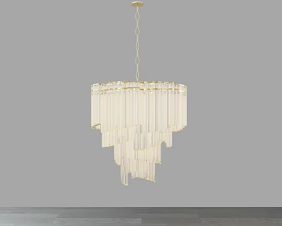Elegant Modern Crystal Chandelier With Multi Layered Crystal Strips And Gold Chain 3d model