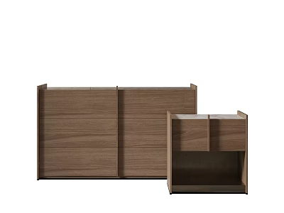 Modern Wooden Bookcase With Combined Double Units And Walnut Wood Finish 3d model