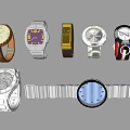 Collection of Stylish Watches Featuring Leather Metal Straps Round Square Dials