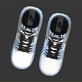 High Top Blue And White Sneakers With Black Laces And Nike Swoosh Design