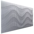 Elegant Modern Wavy Wooden Slat Background Wall With Metal Accent Strips