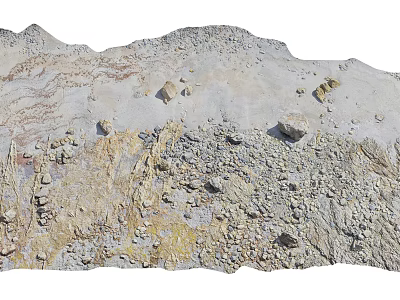 Natural Stone and Wood Material with Rustic Texture and Outdoor Landscape Elements 3d model