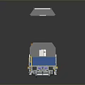 Modern Blue And Gray Engineering Train With Specialized Cargo Cars And Mechanical Equipment