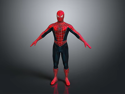 Spider Man 3D Model In Red And Black Suit With Spider Web Pattern 3d model