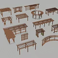 Various Wooden Pergola Models With Different Designs Shapes And Structures 3d model