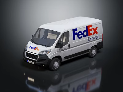 FedEx Express White Commercial Van Featuring Brand Logo And Shiny Exterior Surface 3d model