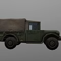 Vintage Green Military Truck With Canvas Top And Front Grille Design