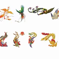 Traditional Chinese Dragon Phoenix Themed Hanging Decorations With Colorful Mythical Creature Designs