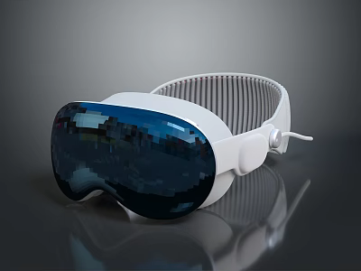 Modern White Virtual Reality Headset with Blue Display Lens and Adjustable Headband Design 3d model