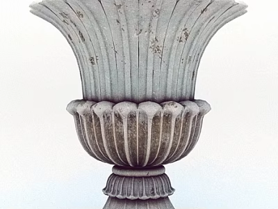 Classic Textured Stone Decorative Ornament Piece With Vase Shaped Design And Carved Base 3d model