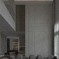 Modern Living And Dining Room Interior With Marble Walls Sofa And TV Unit